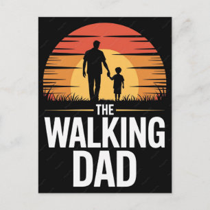 Father and son walking at sunset with text the wal holiday postcard