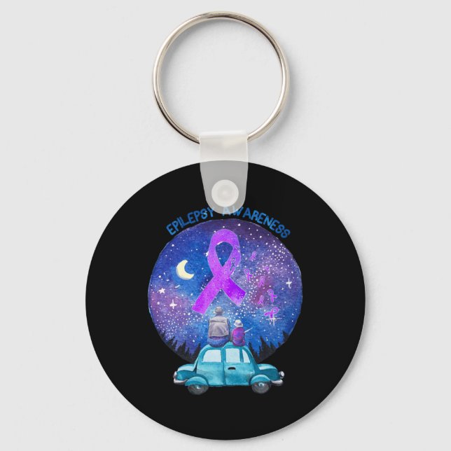 Father and Son Watching Star Epilepsy Awareness  Keychain (Front)