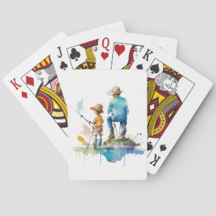 Father and Son Watercolor Illustration Ai Art Poker Cards