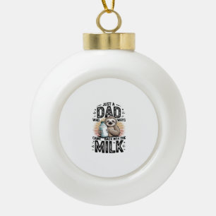 father and son with milk sloth graphic design-01 ceramic ball christmas ornament