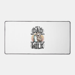 father and son with milk  sloth graphic design-01 desk mat