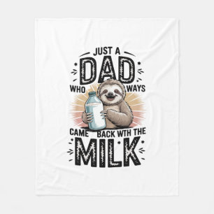 father and son with milk sloth graphic design-01 fleece blanket