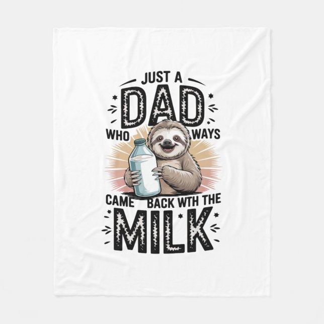 father and son with milk  sloth graphic design-01 fleece blanket (Front)