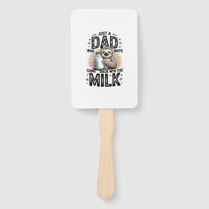 father and son with milk sloth graphic design-01 hand fan
