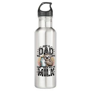 father and son with milk  sloth graphic design-01 stainless steel water bottle