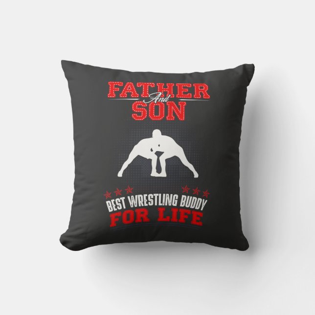 Father and son Wrestling buddy Throw Pillow (Front)