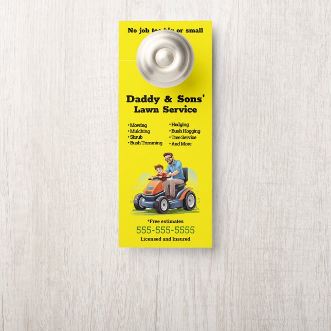 Father and song Lawn Service Door Hanger (On Knob)