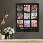 Father Best dad black family photo collage Faux Canvas Print<br><div class="desc">Make your own unique family photo collage as a gift for your dad. Use four, 9 of your favorite photos of your father, his kids, family, friends or pet! With the text: Best Dad EVER. Personalize and add your names. Black background, white text. Perfect as a birthday, Christmas or Father's...</div>