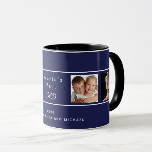 Father Best dad ever navy blue photo Mug