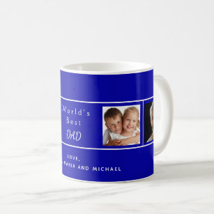 Father best dad family photo collage royal blue coffee mug