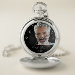 Father best dad photo pocket watch<br><div class="desc">Template for your own photo of the best dad,  father in the world.  A black frame with white text. White numbers from 9 to 3. A birthday or Christmas gift for your father.  With the text: Best Dad Ever.</div>