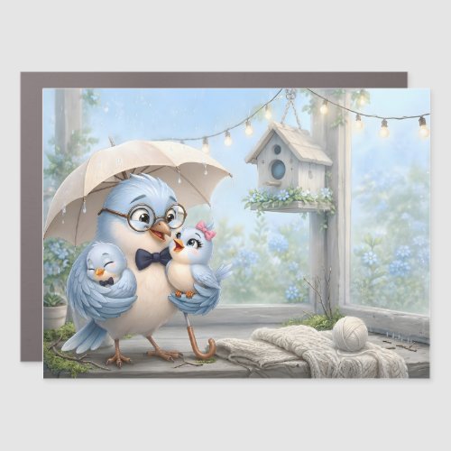 Father Bird Family Car Magnet – Cute Blue Bird