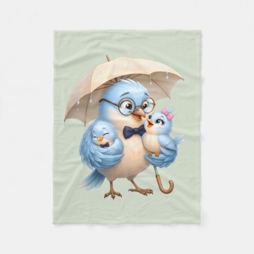 Father Bird Family Cozy Fleece Blanket