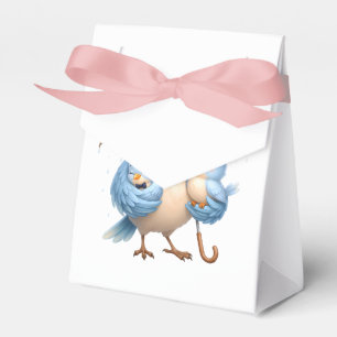 Father Bird Family Favor Box Pink Ribbon
