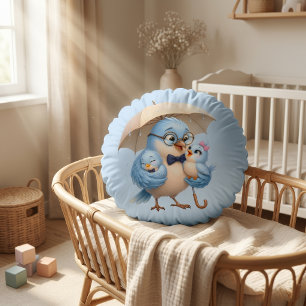 Father Bird Round Pillow Family Decor Gift