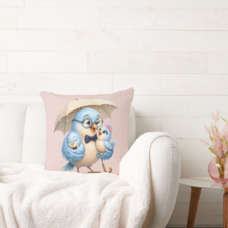 Father Bird Throw Pillow Family Home Decor
