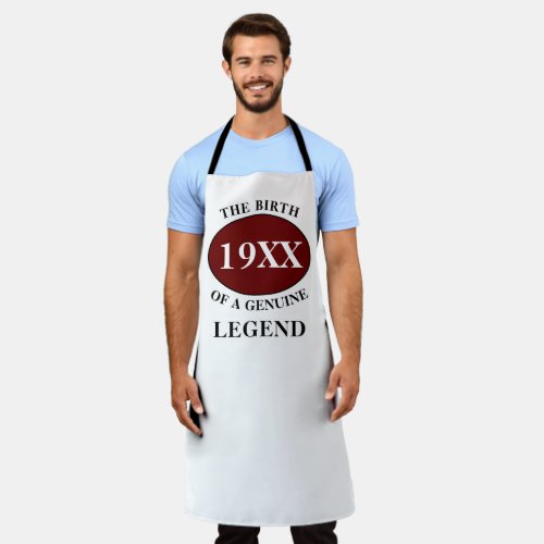 Father Birthday Legend Any Year Name Red Black Apron