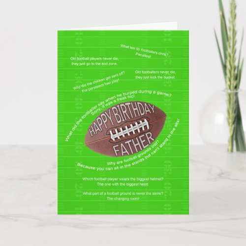 Father birthday really bad football jokes card