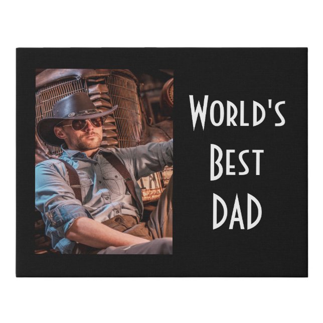 Father black photo faux canvas print (Front)