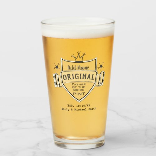 FATHER BRIDE _ Personalized Groomsmen PINT GLASS