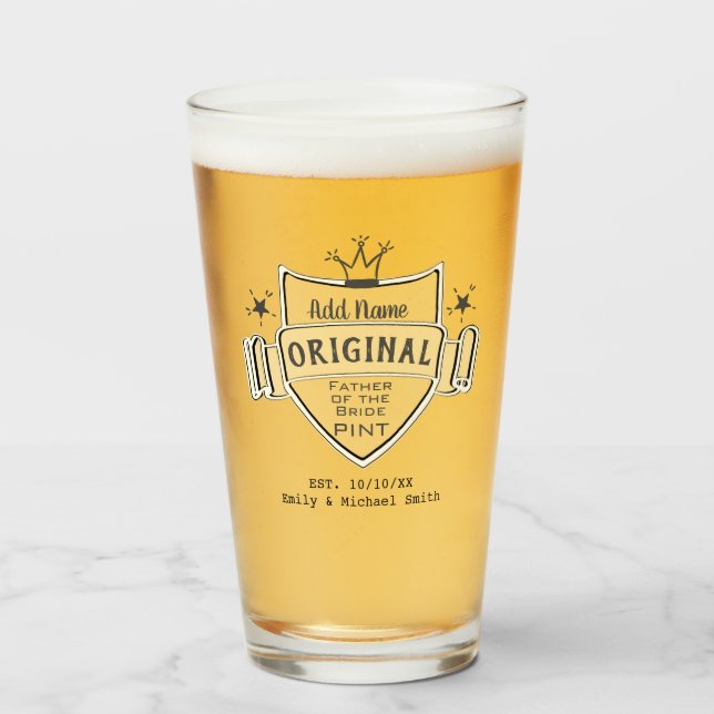 FATHER BRIDE - Personalized Groomsmen PINT GLASS (Front Filled)