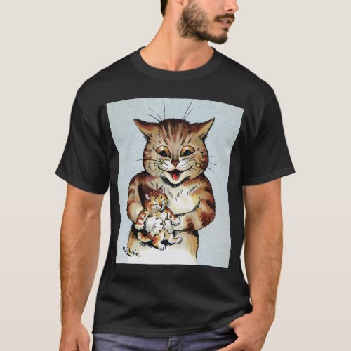 Father Cat Holding a Kitten Louis Wain T_Shirt