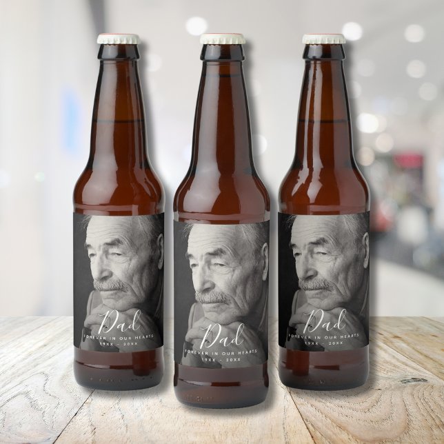 Father Celebration of Life Funeral Remembrance Dad Beer Bottle Label (Creator Uploaded)