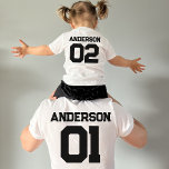 Father Child Son Daughter Sport Team Name Matching T-Shirt<br><div class="desc">Customizable design with a sports team or last name with a number for matching outfits for a father and a child. Find a matching child's shirt in my collection "Daddy and Me Matching Designs and Dad Gifts".</div>