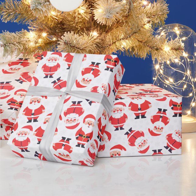 Father Christmas And Santa Claus White Wrapping Paper (Holidays)