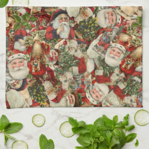 Father Christmas Collage Kitchen Towel