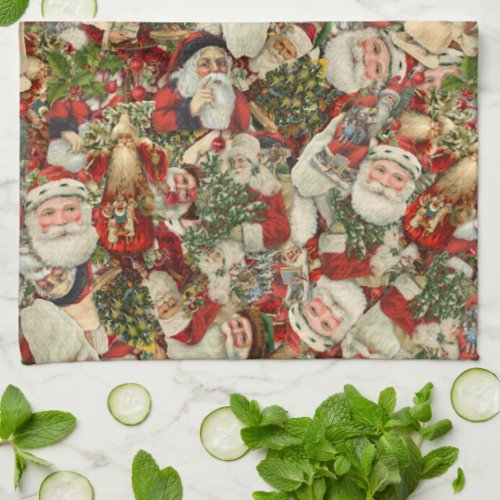 Father Christmas Collage   Kitchen Towel