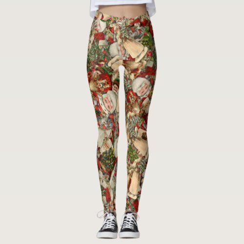 Father Christmas Collage   Leggings