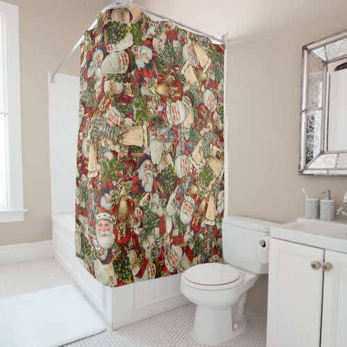 Father Christmas Collage     Shower Curtain