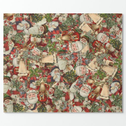 Father Christmas Collage Wrapping Paper