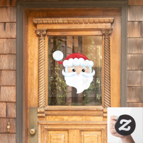 Father Christmas face with red white hat Window Cling