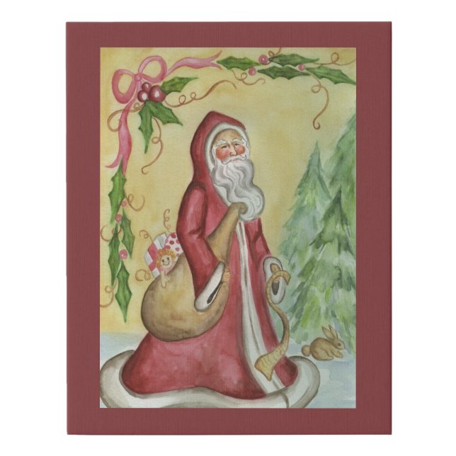 Father Christmas Faux Canvas Print Holiday Decor (Front)