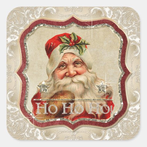 Father Christmas Ho Ho Ho Jolly Santa Christmas Square Sticker