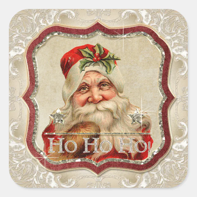 Father Christmas Ho Ho Ho Jolly Santa Christmas Square Sticker | Zazzle