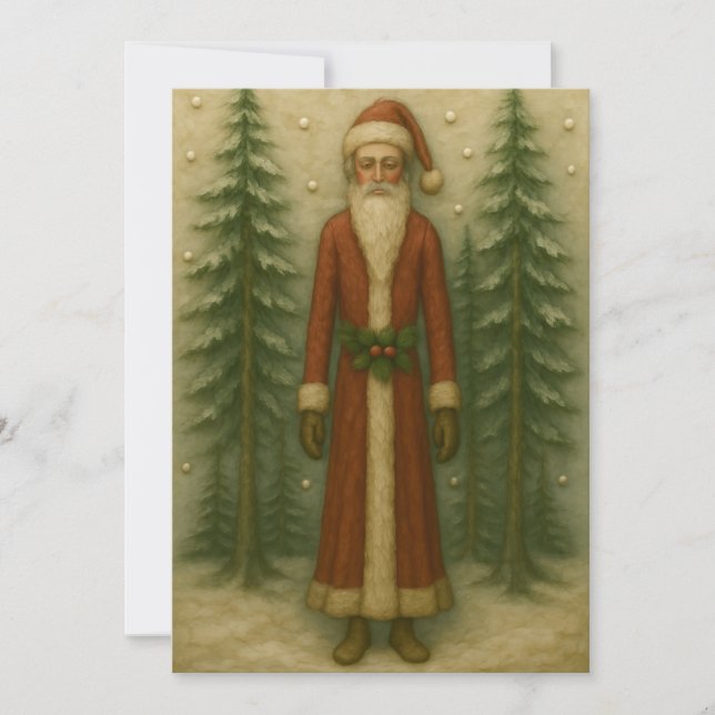 Father Christmas in the Pine Forest Christmas Card (Front)