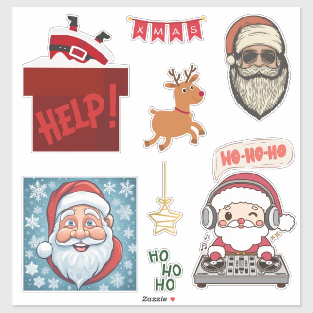 Father Christmas Merry Christmas Sticker Set (Sheet)