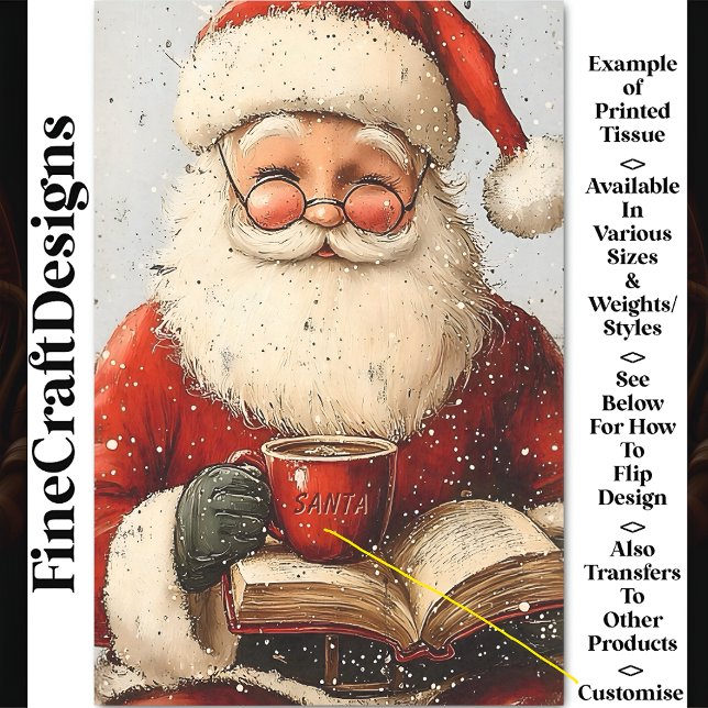 Father Christmas, Mug, Book, Custom AZ3 Decoupage Tissue Paper (Creator Uploaded)