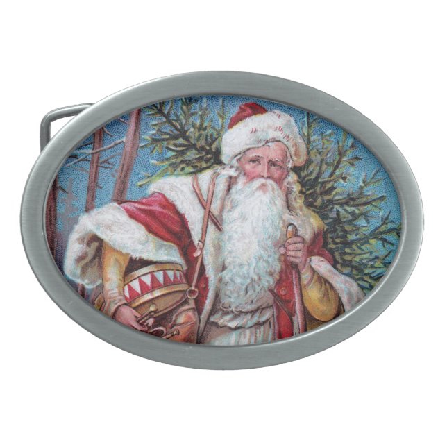 Father Christmas On His Way Belt Buckle (Front)