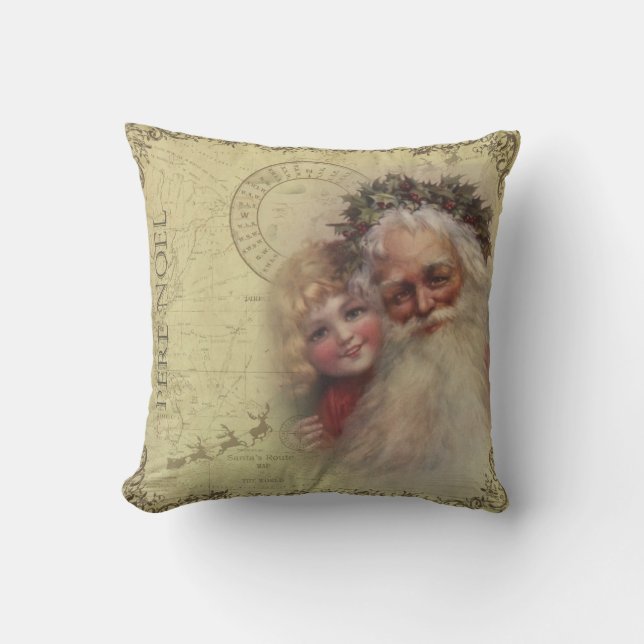 Father Christmas Pere Noel Santa Pillow (Front)