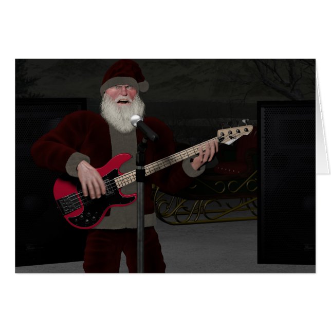 Father Christmas Plays Electric Guitar Cards (Front Horizontal)