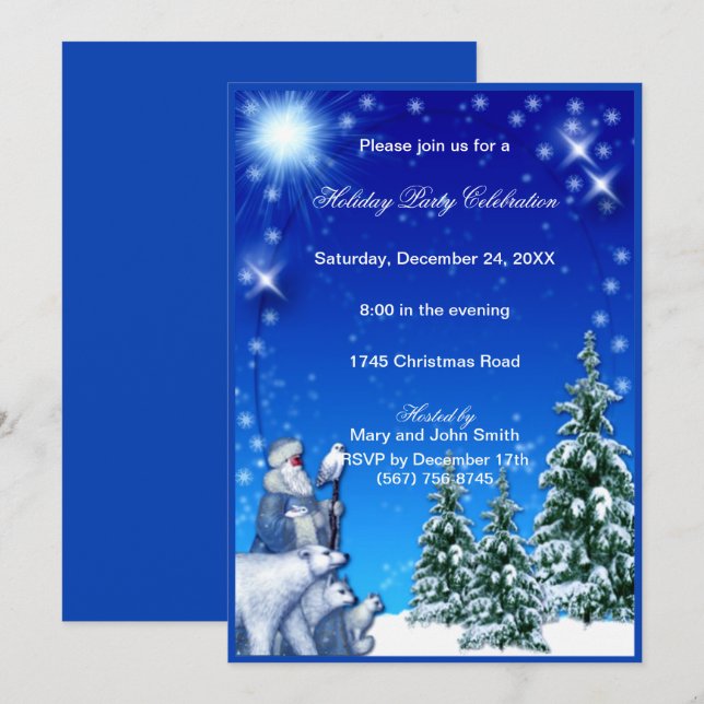 Father Christmas Polar Bears Christmas Invite (Front/Back)