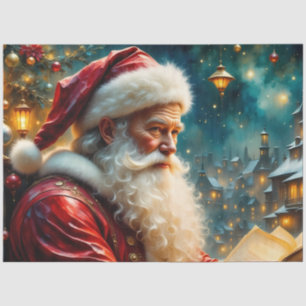 Father Christmas Reading by Lantern Light Tissue Paper