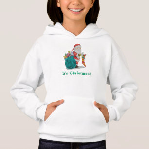 father christmas sack of toys stocking and gifts hoodie
