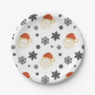 Father Christmas Santa Claus Snow Illustration Paper Plates