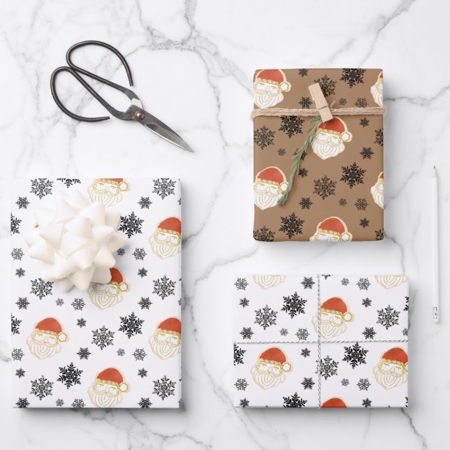 Father Christmas Santa Claus Snow Illustration    Wrapping Paper Sheets (Front)