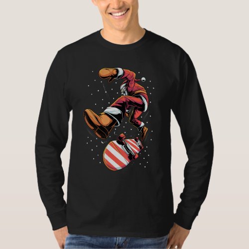 Father Christmas Skateboarding Funny Xmas Skater T_Shirt